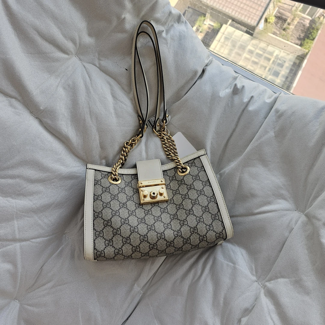95新 GUCCI/古驰 805341  gucci 小号白色padlock单肩包