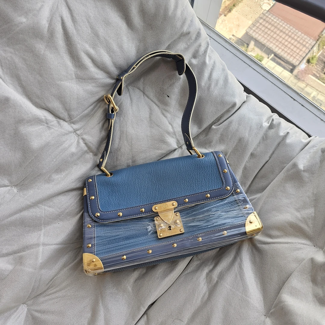 95新 LouisVuitton/路易威登 805289 LV蓝色中古手提包