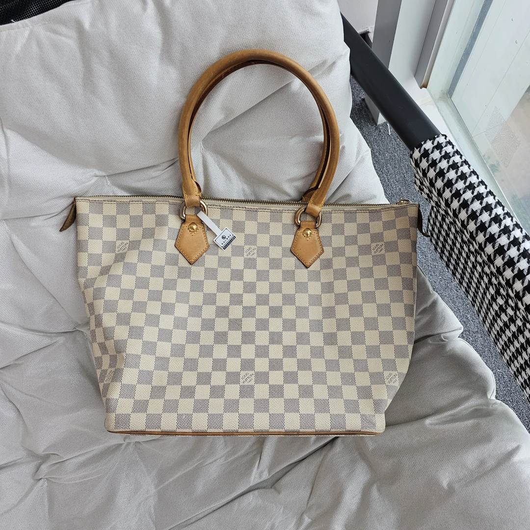 95新 LouisVuitton/路易威登 801079 LV白棋盘格手提包