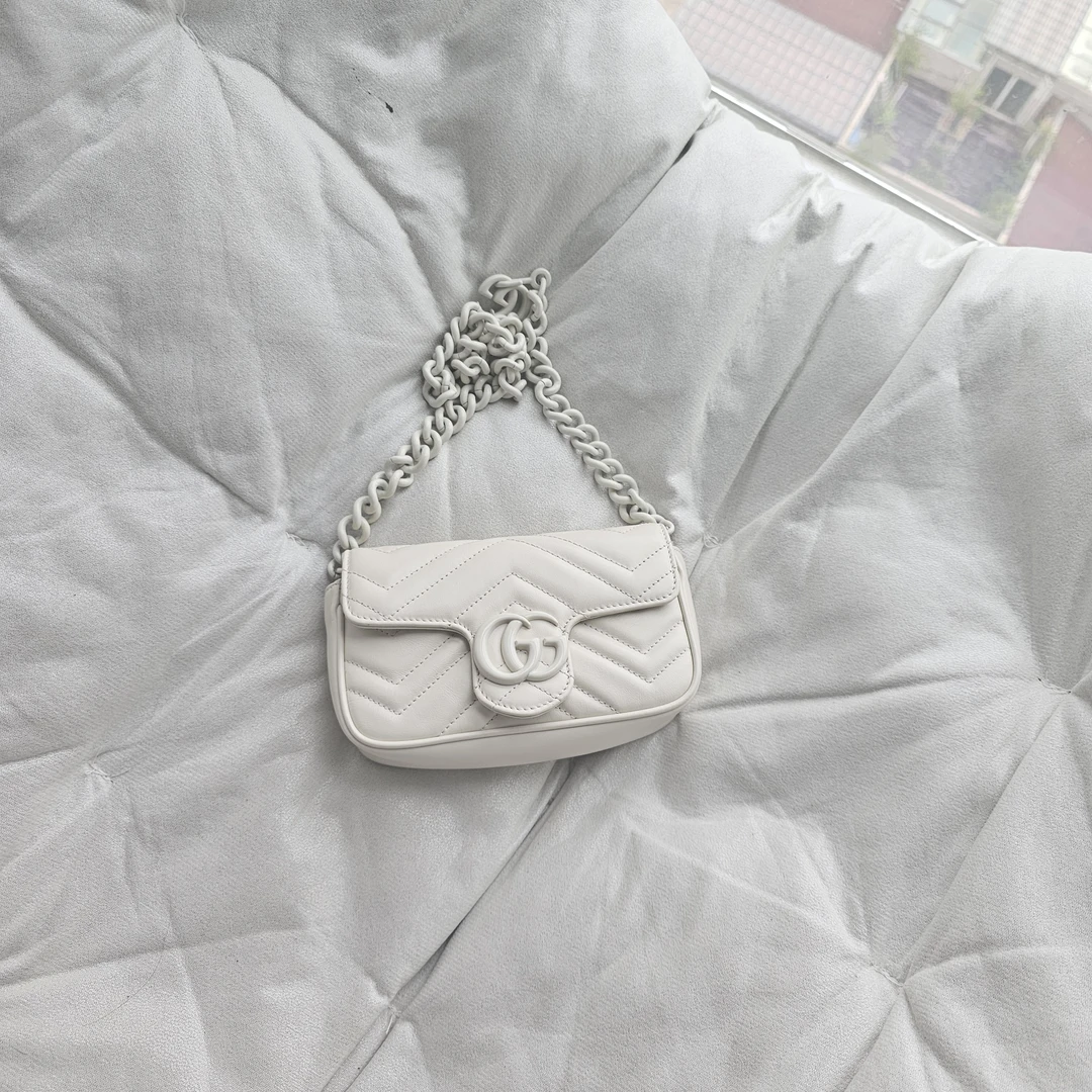 95新 GUCCI/古驰 805523 gucci 白色烤瓷马蒙mini单肩包