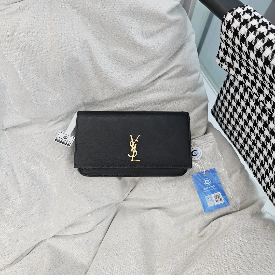 95新 YSL/圣罗兰 801129 YSL黑金WOC单肩包全套带盒