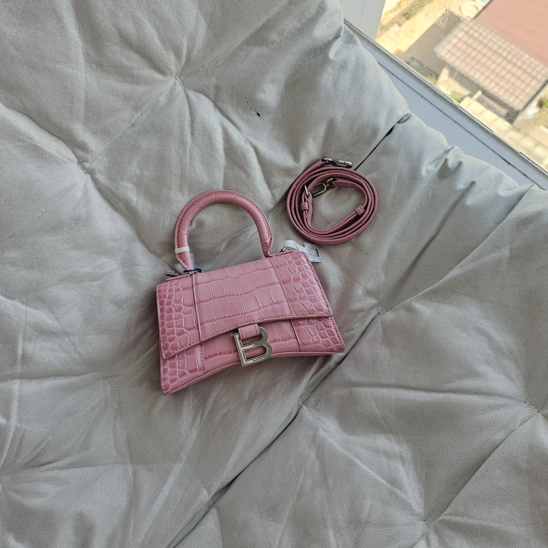 95新 Balenciaga/巴黎世家 805425  巴黎世家 粉色沙漏手提包