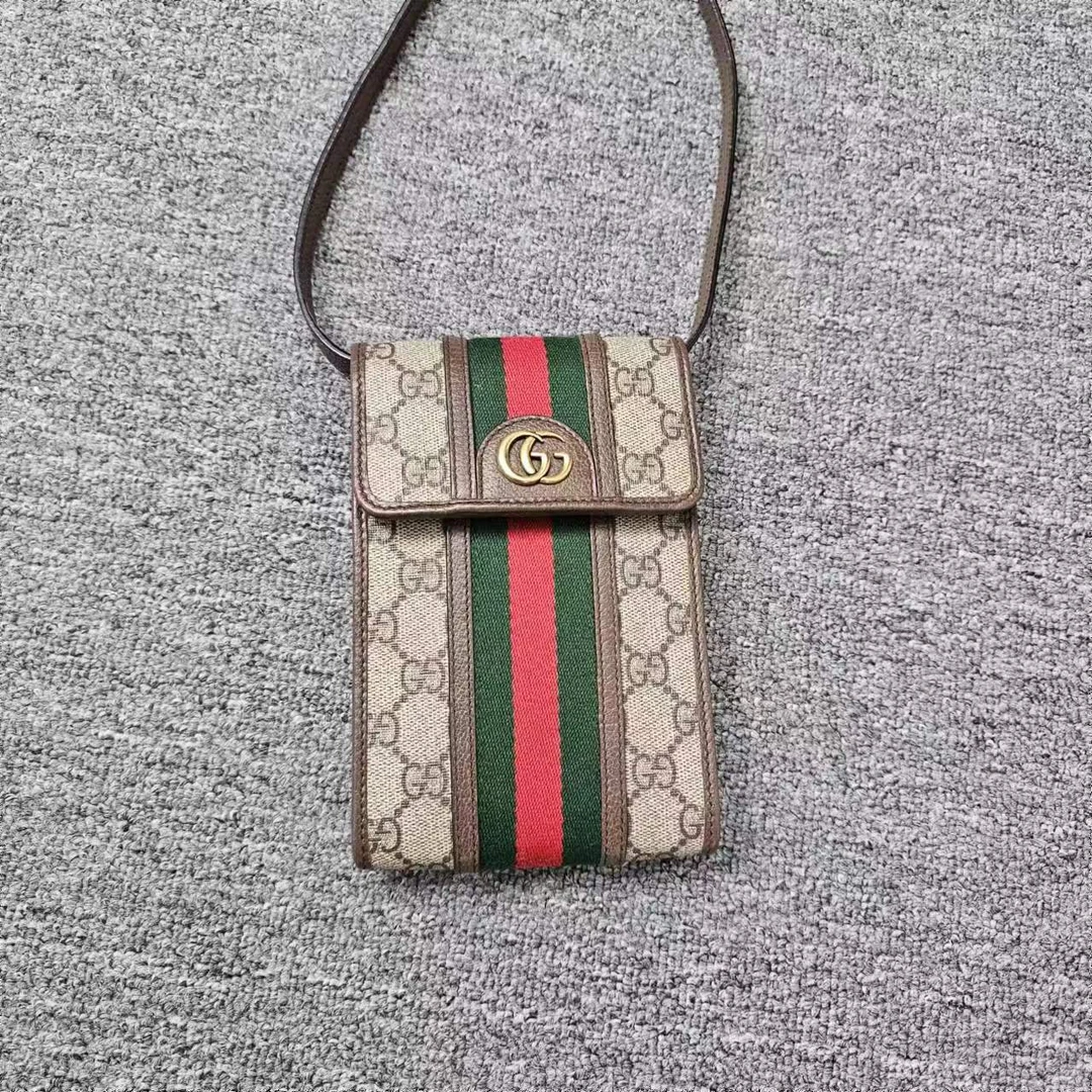 95新 GUCCI/古驰 801104 古驰老花手机单肩斜挎包
