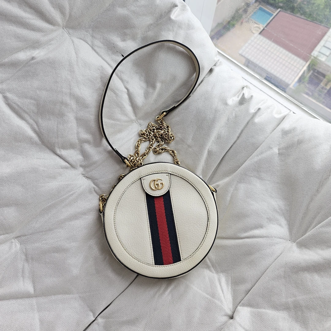 95新 GUCCI/古驰 805499 古驰拼色圆饼单肩包