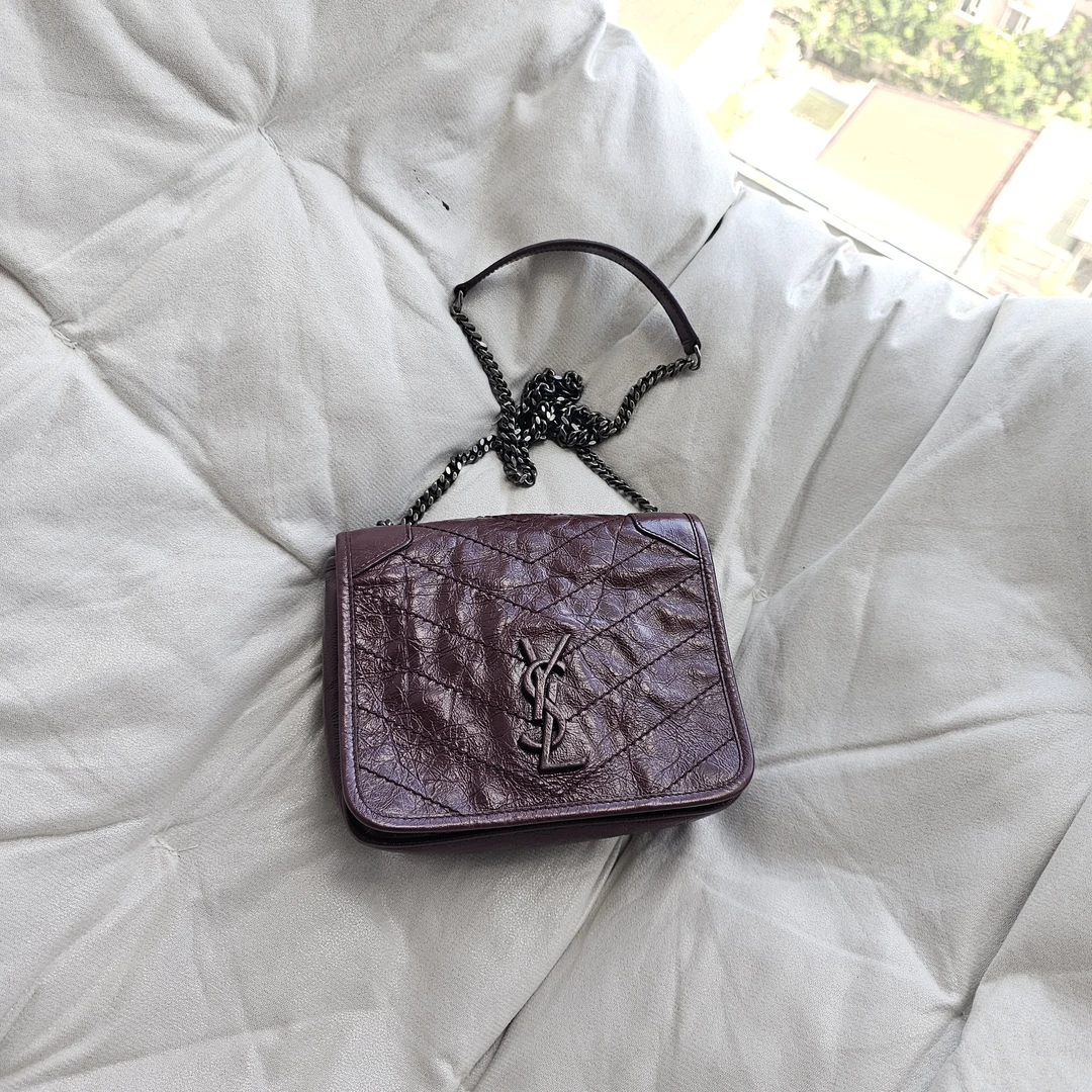 95新 YSL/圣罗兰 802796 ysl波尔多红色迷你niki单肩包