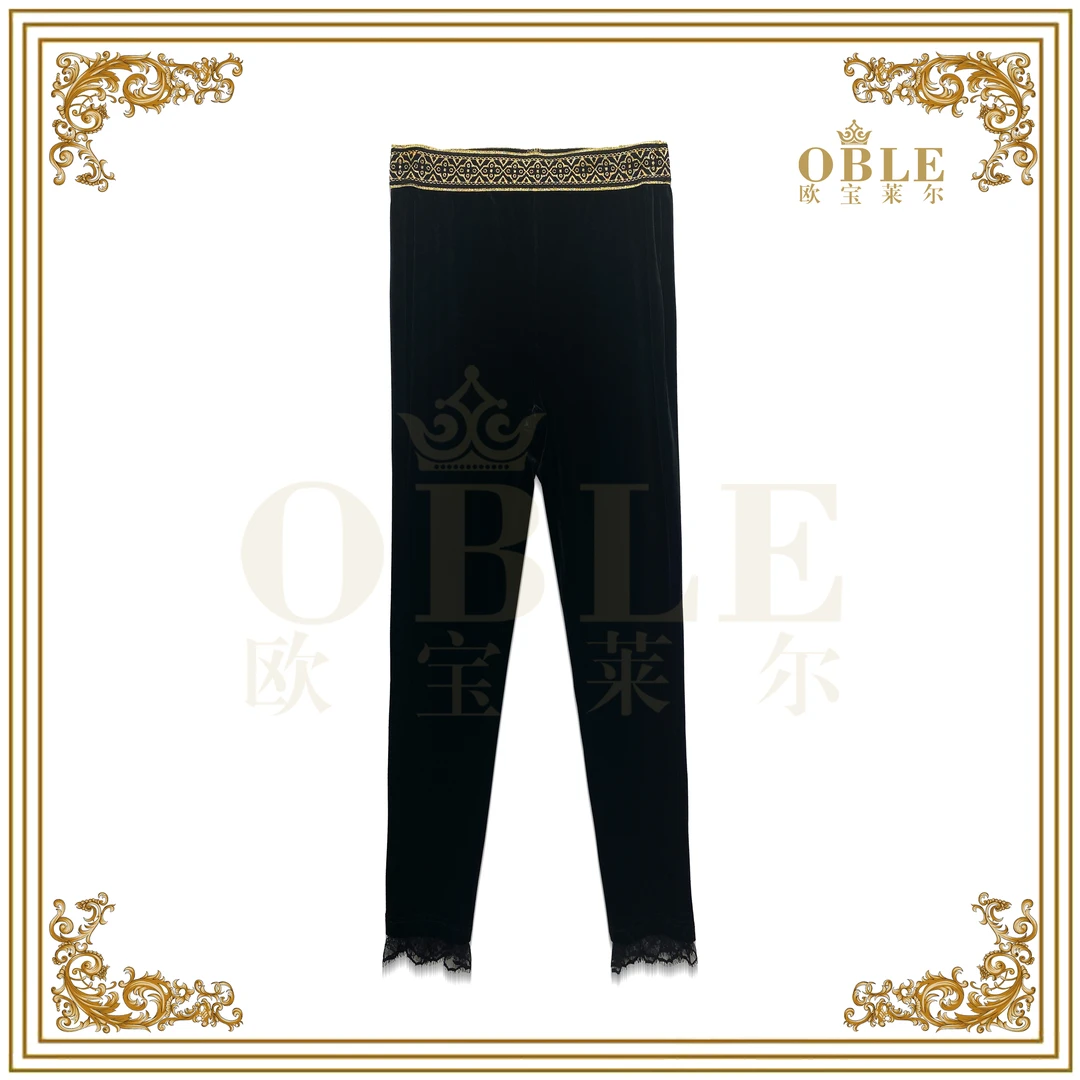 OBLE欧宝莱尔女装2025新款裤子丝绒裤子  506-21218