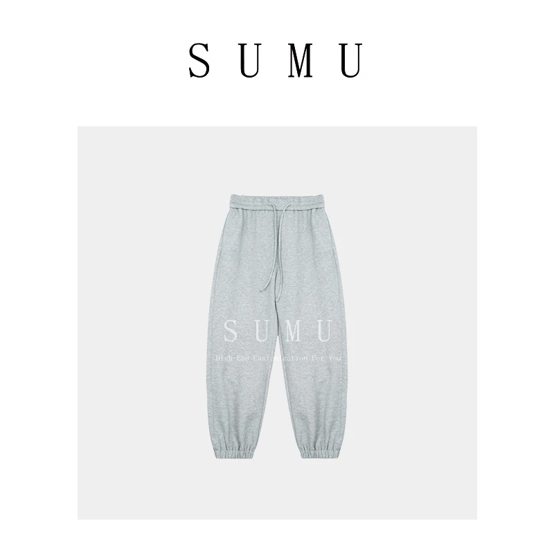 宿慕纯色休闲裤子女2024新款夏季薄款束脚卫裤宽松bf慵懒风873