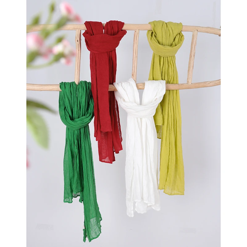 长长久久/十木米原创夏季新款亚麻简约文艺百搭围巾