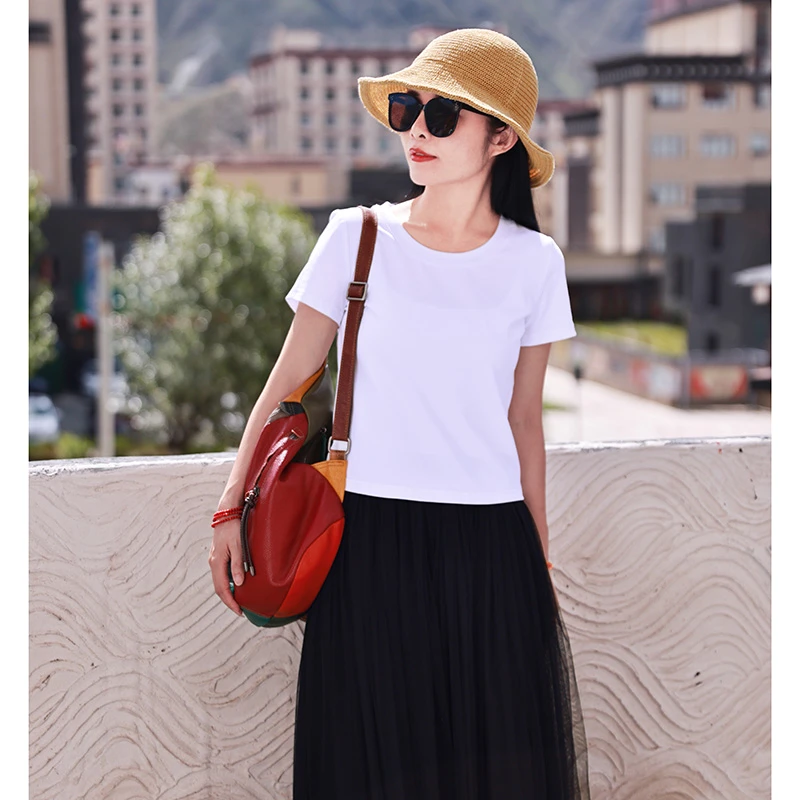 小期待/十木米原创夏季新款棉质文艺休闲百搭白色短款圆领T恤