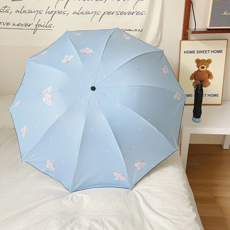 新款晴雨两用雨伞抗风结实折叠遮阳便携防晒紫外线太阳伞学生可爱