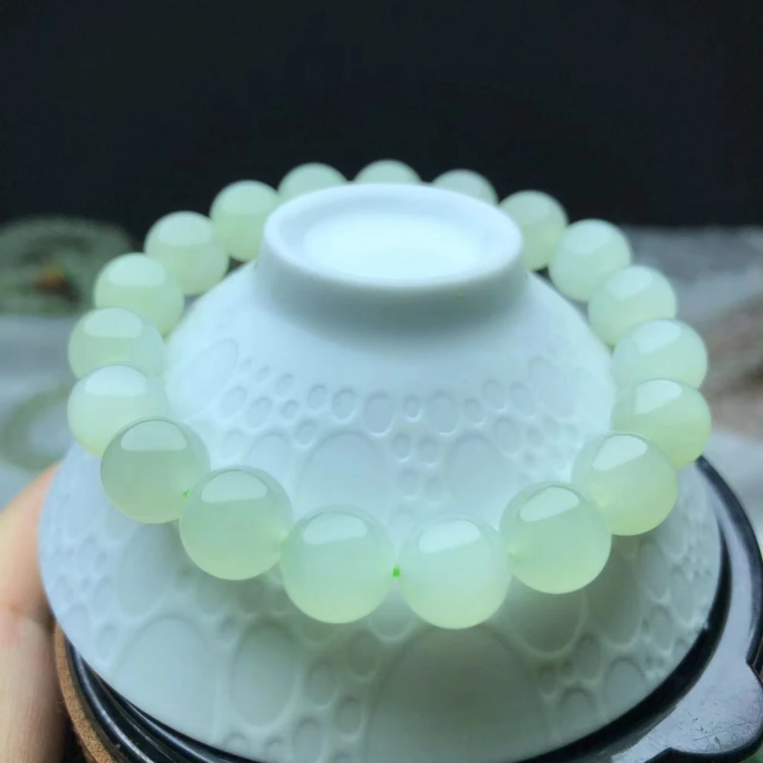 高品质卡10冰晴水冰底料和田玉手链手串女士冰透单圈素圈弹力时尚