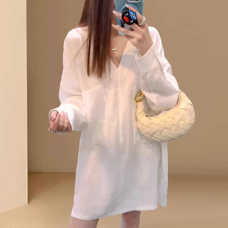 夏季法式气质女神范端庄大气高级感小个子休闲时尚粉色衬衫连衣裙