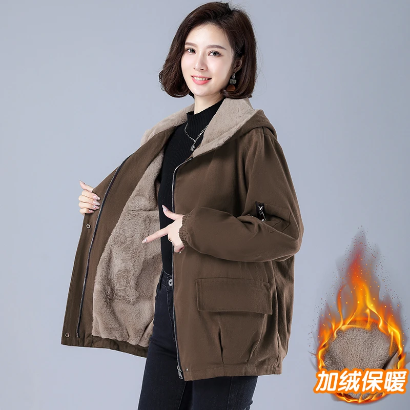 大码派克服女2025年新款冬天韩版爆款保暖秋冬上衣加厚加绒外套潮