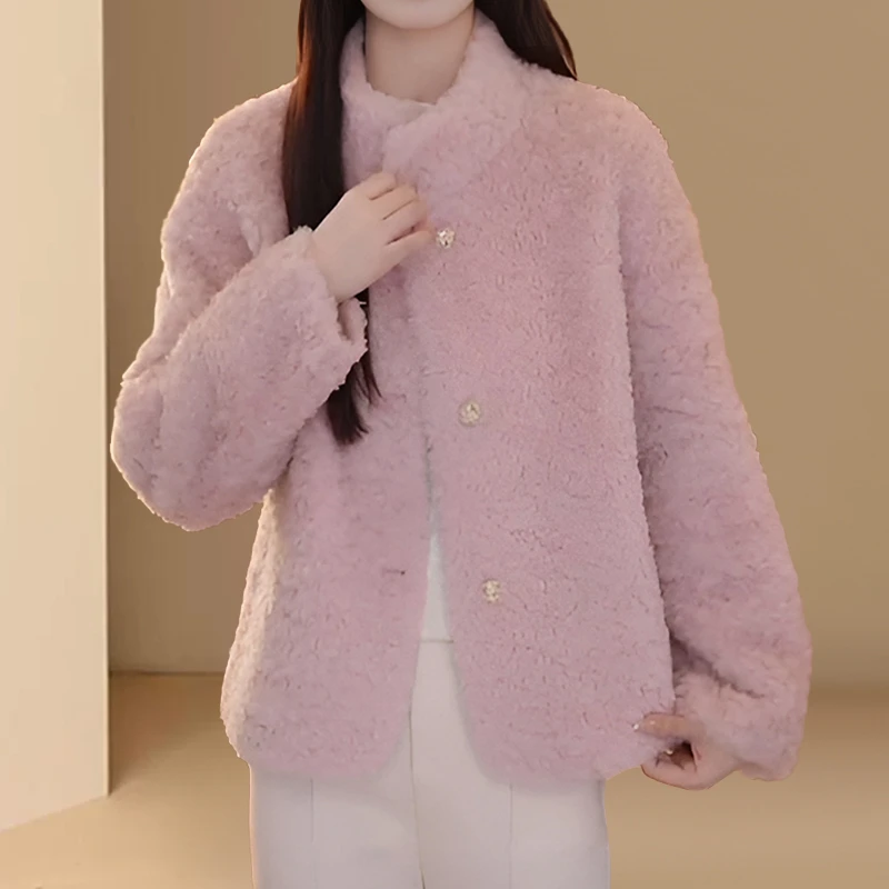 小香风名媛毛毛短外套2025新款冬季流行皮毛一体时尚保暖厚外套