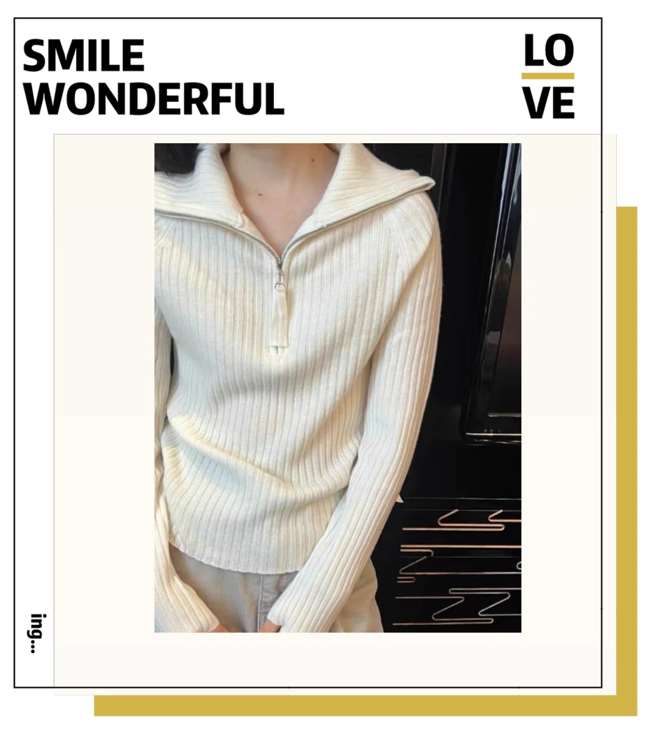 【毛衣-18073】加厚高弹力保暖2024年秋冬新款长袖毛衣针织立领高领