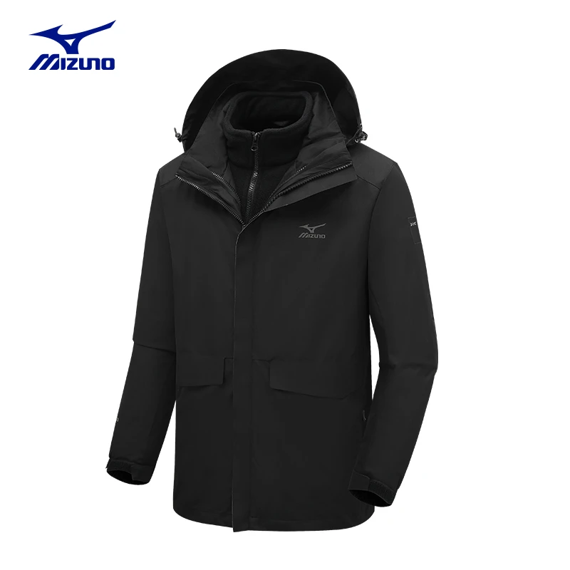 Mizuno/美津浓户外连帽男士三合一防水防风男款冲锋衣加绒加厚
