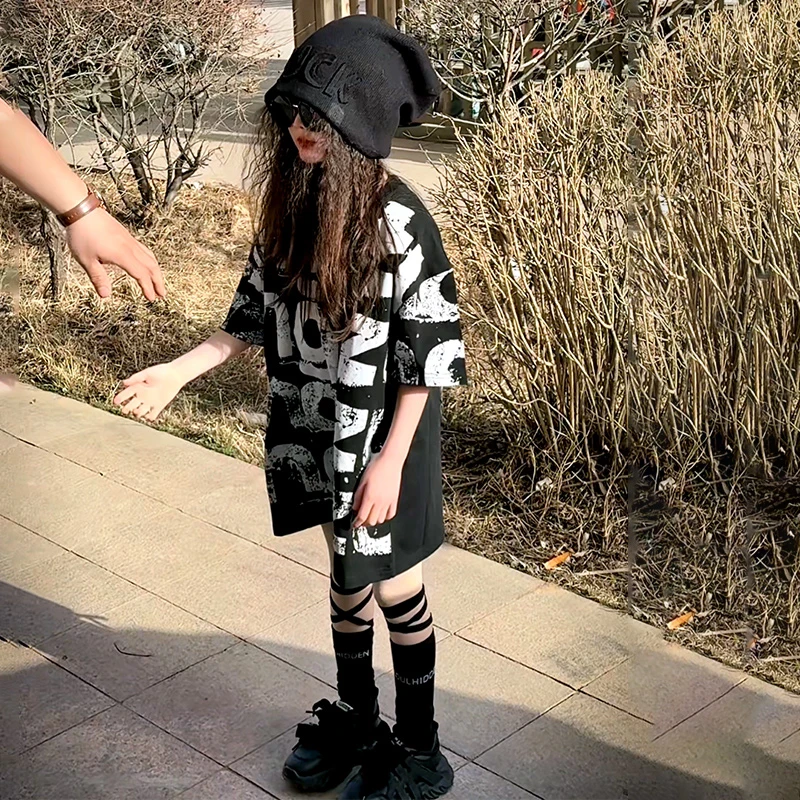 女童夏装短袖T恤裙显瘦