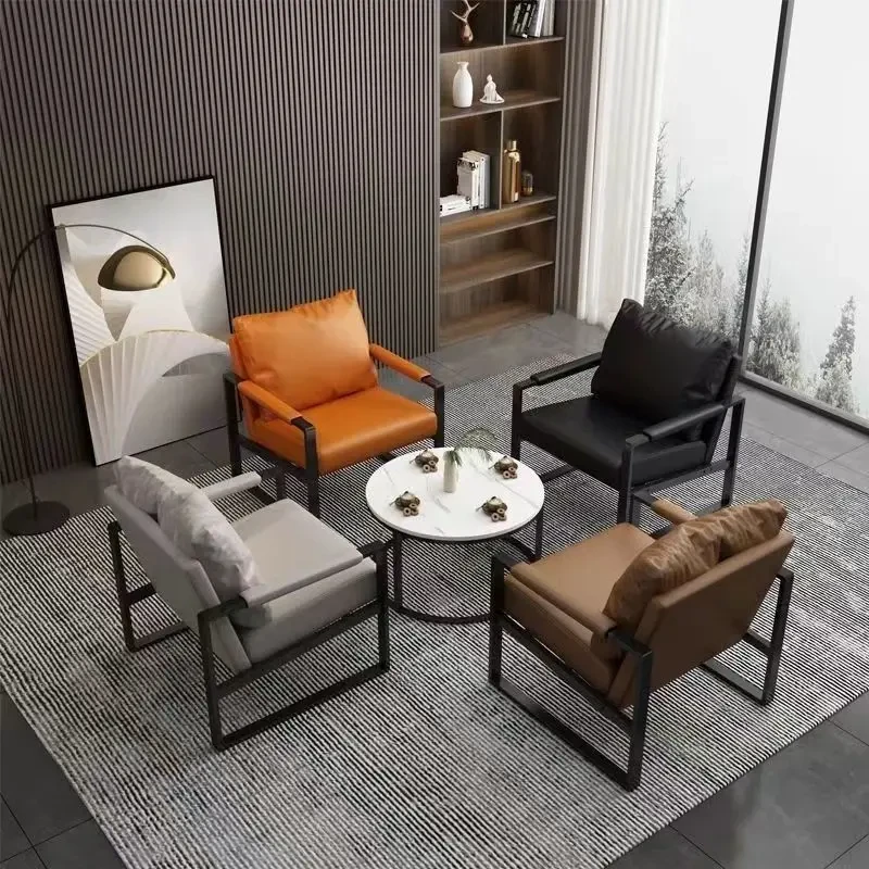 北欧轻奢铁艺沙发单人简约现代工业小户型家用客厅卧室椅子