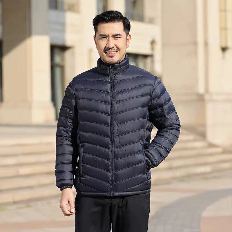 孟冬乐男士轻薄春秋新款短款纯色保暖外套休闲时尚薄棉服户外男装