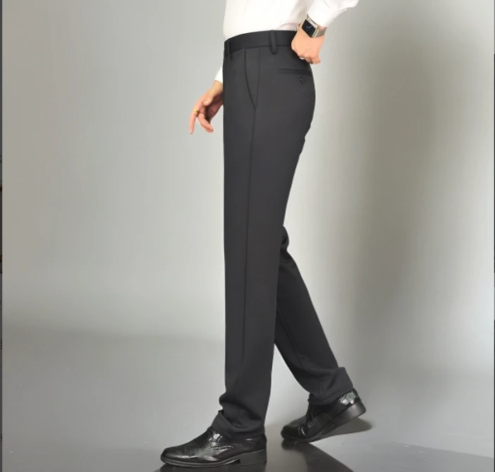 男士保暖休闲裤冬季直筒男裤宽松弹力加绒加厚商务休闲男士裤子新