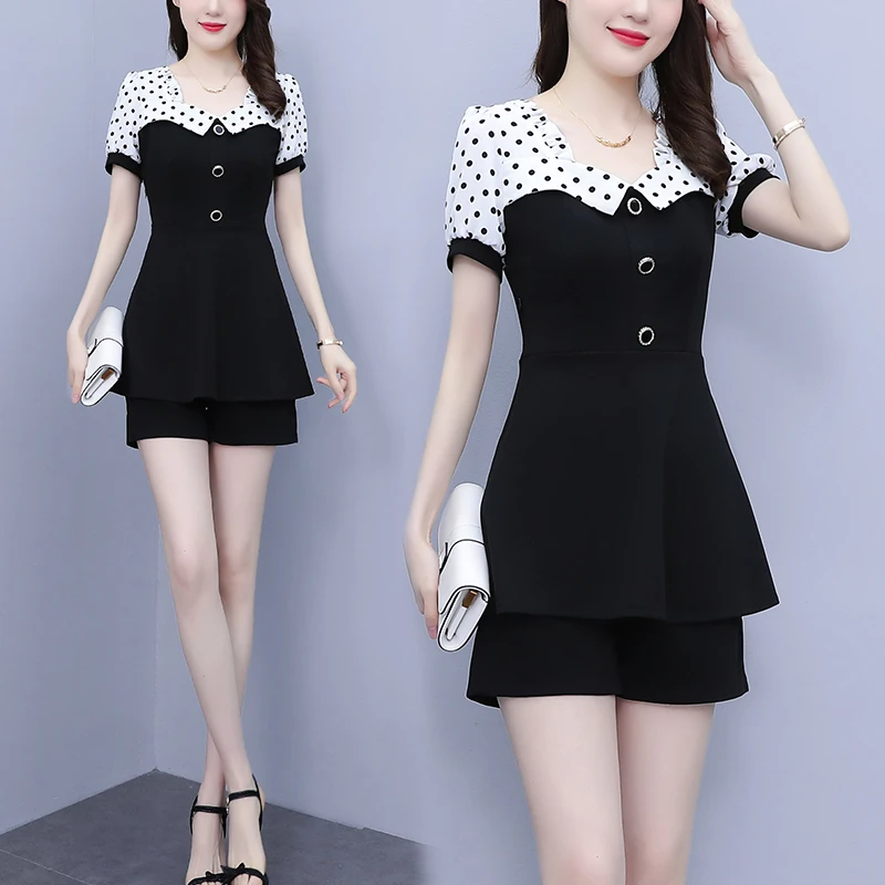 洋气时尚显瘦大码女装2025夏季新款小香风气质上衣短裤两件套女装
