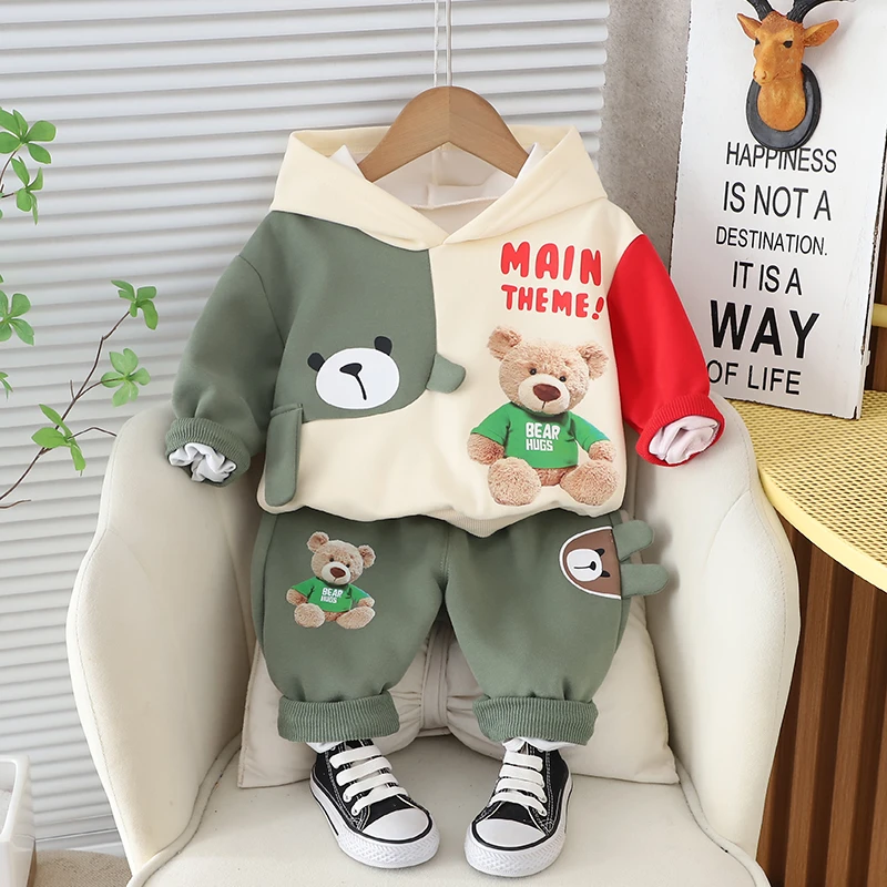 宝宝春秋卫衣卡通套装2024新款男童春装长袖两件套帅气洋气运动潮