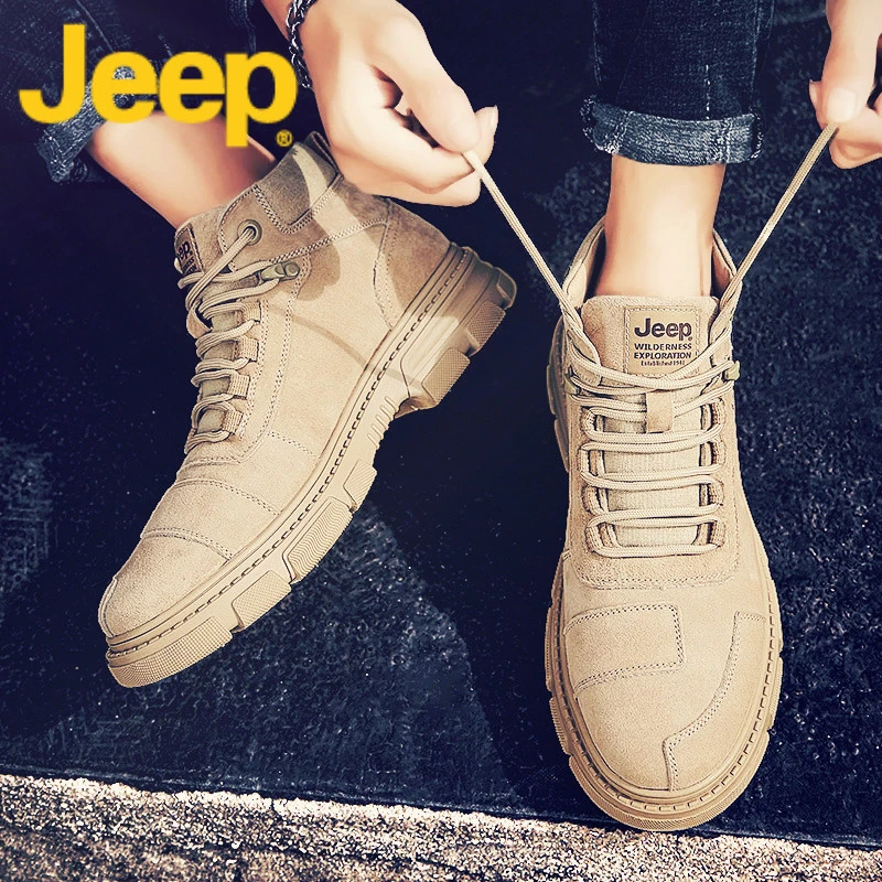 jeep吉普马丁靴男士高帮鞋子男鞋中帮2025新款春季雪地靴工装靴子