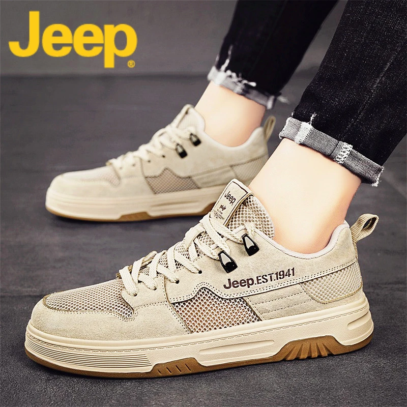 jeep吉普夏季透气男鞋2024新款爆款防臭网面运动休闲鞋子男士板鞋