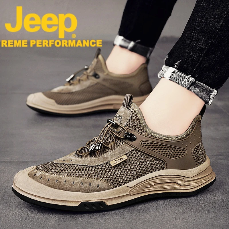jeep吉普男鞋夏季透气2024新款爆款高端网面运动休闲鞋子男士板鞋
