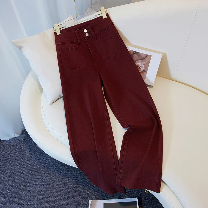 【安哥拉红】早秋新款牛仔九分直筒烟管裤小个子奶奶裤阔腿宽松2228