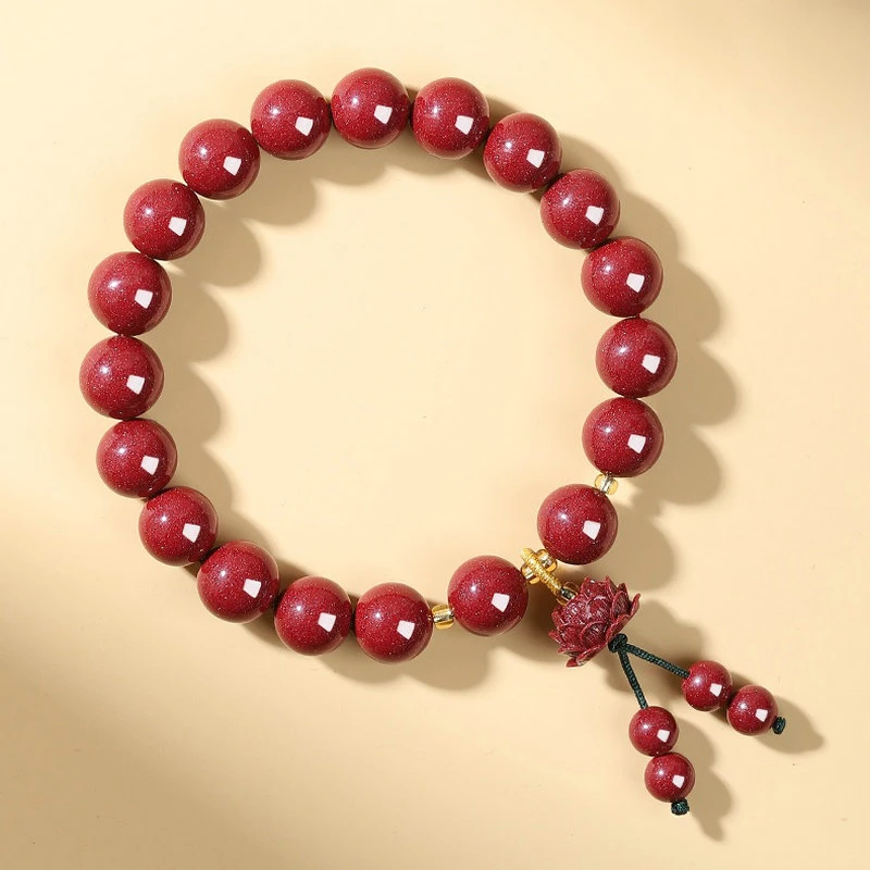 含辰砂工艺品保真朱砂高含量紫金砂【静心莲花】手链手串原创设计