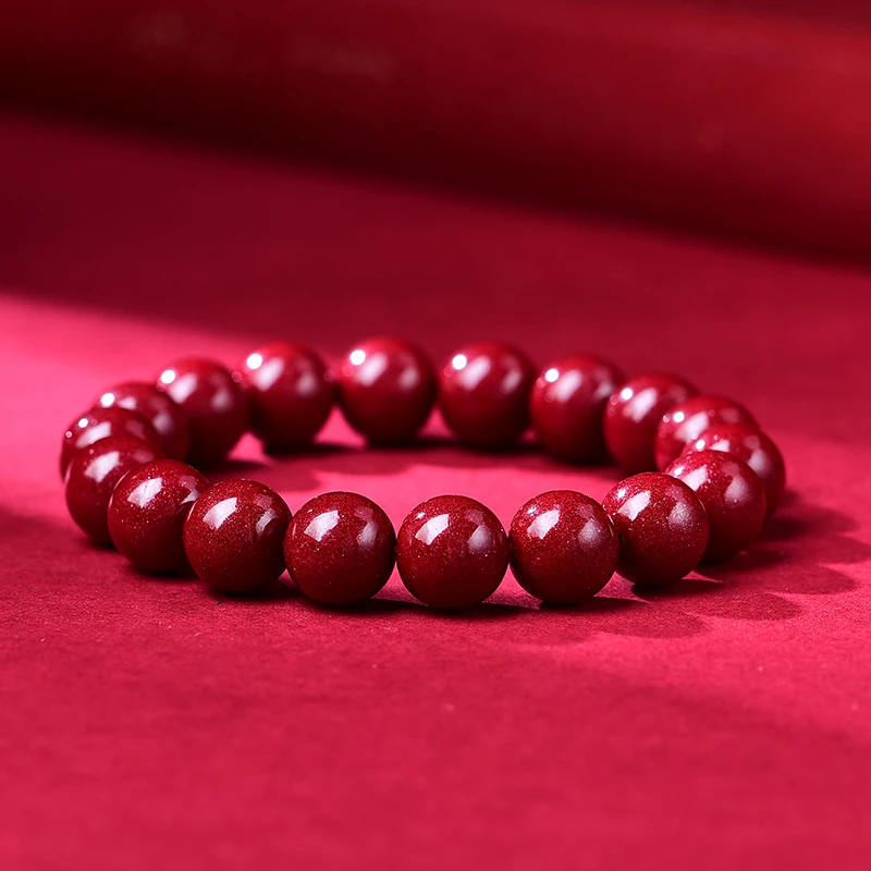 含辰砂工艺品保真朱砂高含量紫金砂素圈手链男女款式本命护身