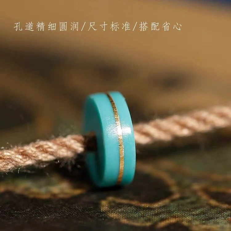 24k搓金绿优化.松.石隔片隔垫高端文玩手串优化南.红小隔珠散珠配