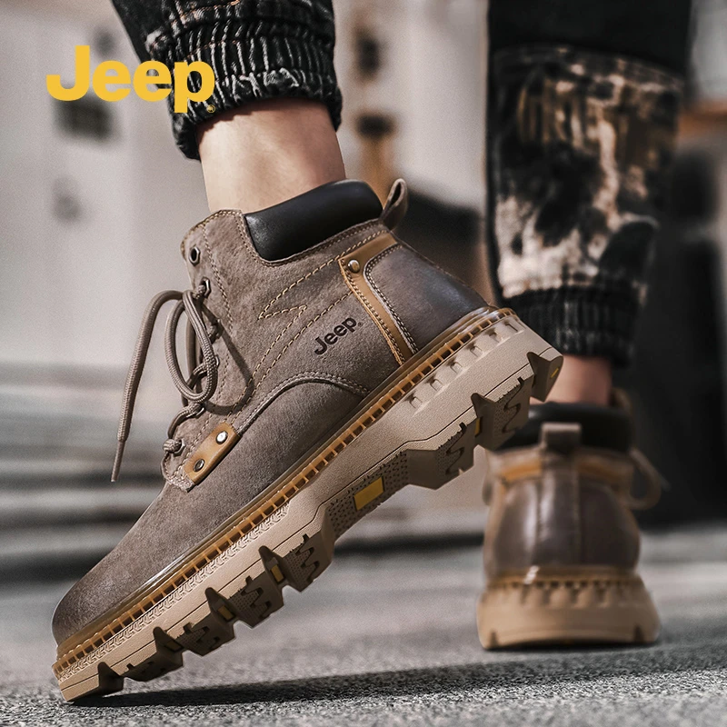 jeep吉普马丁靴男士高帮2025新款休闲真皮英伦风工装靴子男鞋秋季
