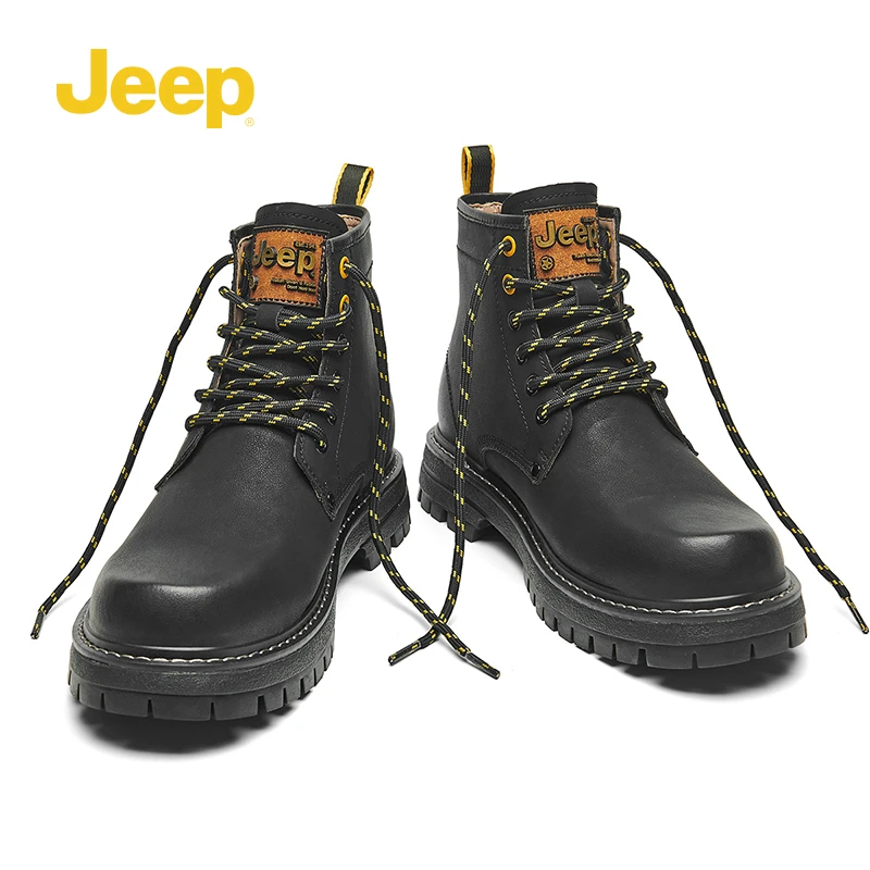 jeep吉普马丁靴男鞋冬季2023新款英伦风高帮男士登山雪地保暖短靴