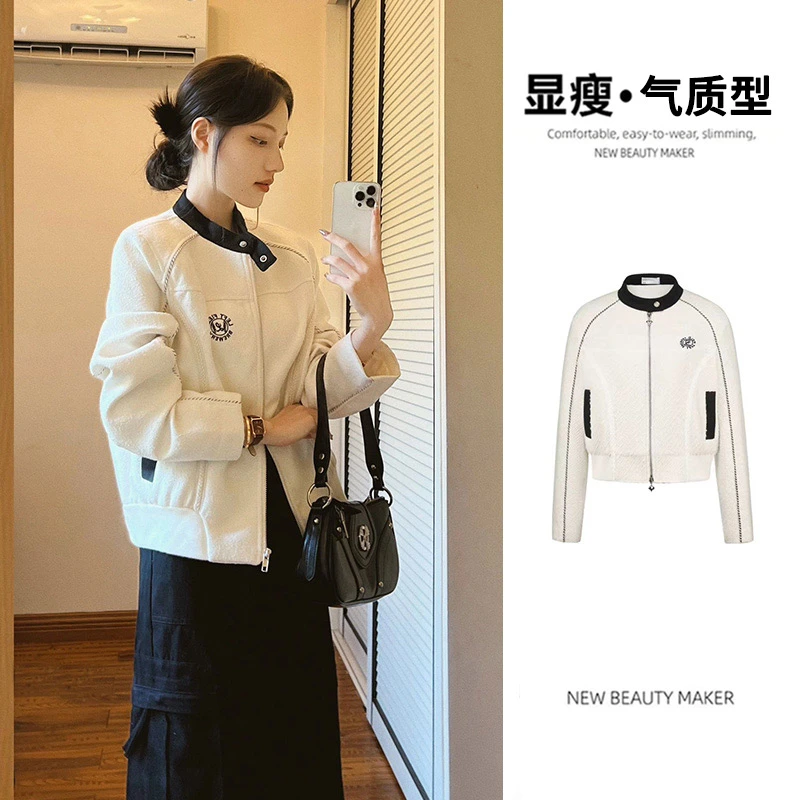 美式街头刺绣棒球服外套女秋冬宽松百搭显瘦拉链夹克上衣小香风