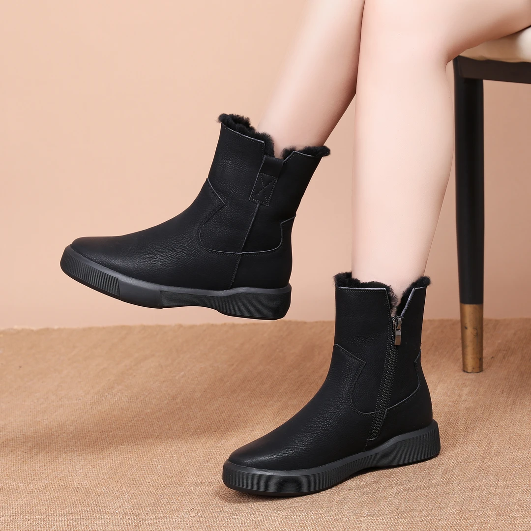 皮毛一体雪地靴女加绒保暖2024年冬季新款防滑大棉羊毛真皮女鞋
