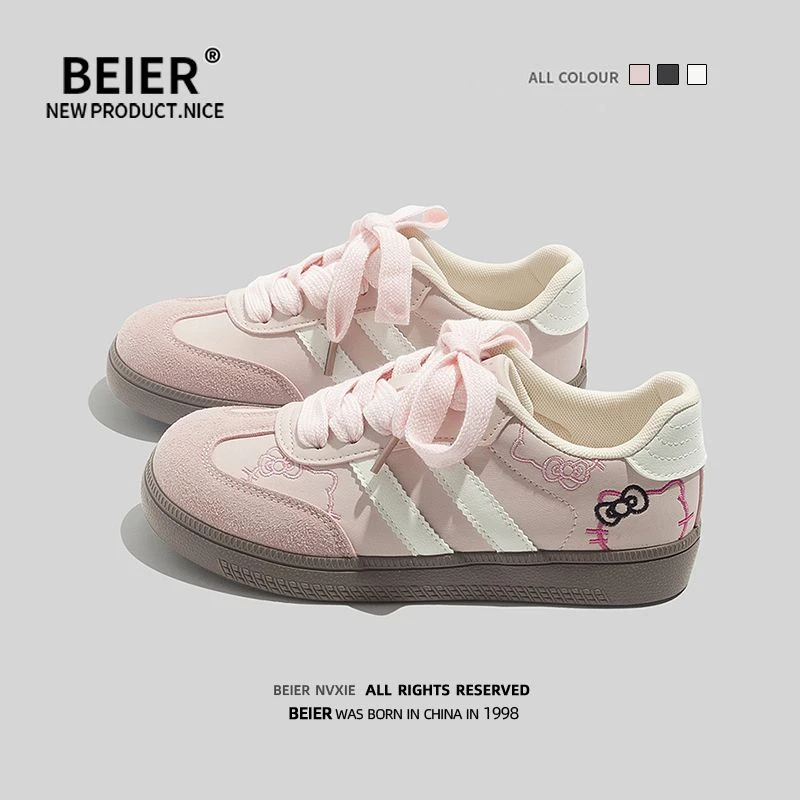 BEIER经典款百搭软底板鞋2025春季学生韩版小众德训鞋女鞋潮6825