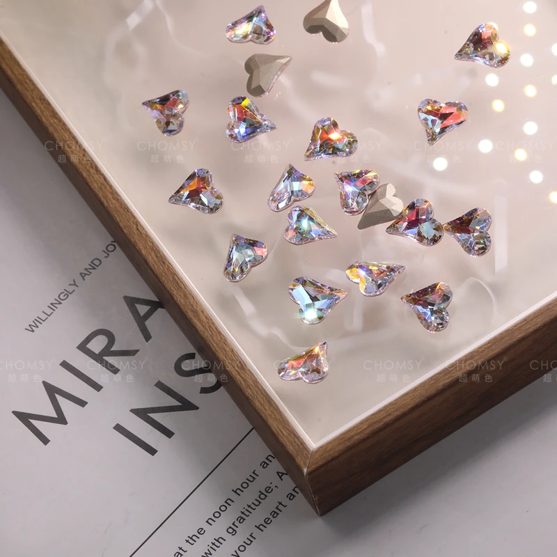 美甲钻饰品正品东洲新版13*12歪心3215F爆闪超闪尖底指甲钻