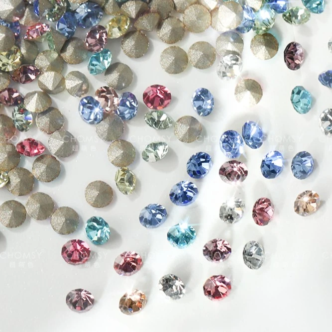 美甲钻饰品宝仕奥莎美饰玛2-8MM圆尖多色混装超闪高品尖底圆钻