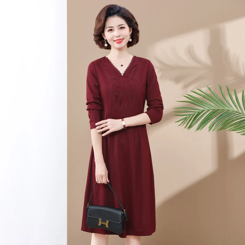 结婚宴礼服妈妈装春装连衣裙洋气高贵春秋中老年女气质喜婆婆裙子