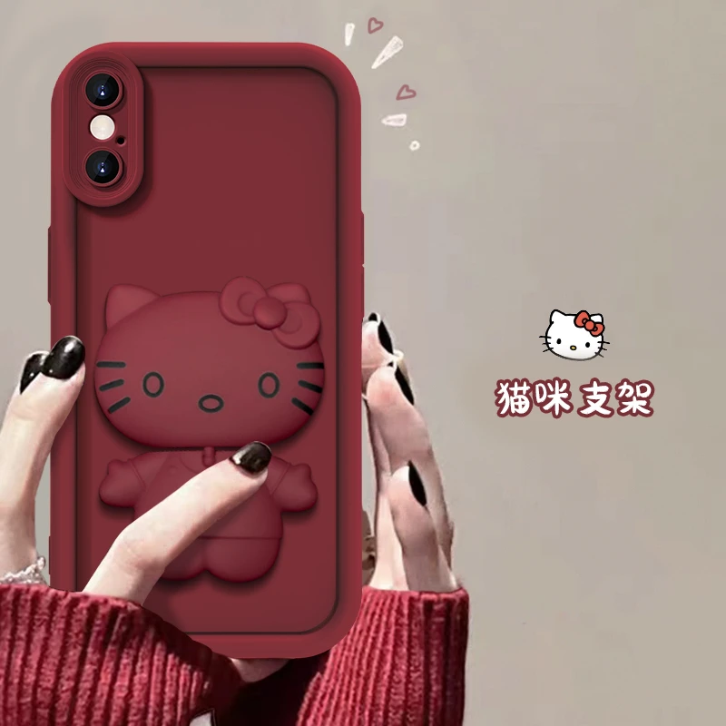 苹果XS手机壳猫猫支架款网红爆款天眼硅胶全包防摔可爱女款软壳