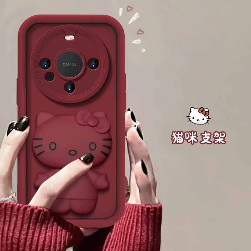 华为Mate60手机壳猫猫支架款网红爆款天眼硅胶全包防摔可爱女款