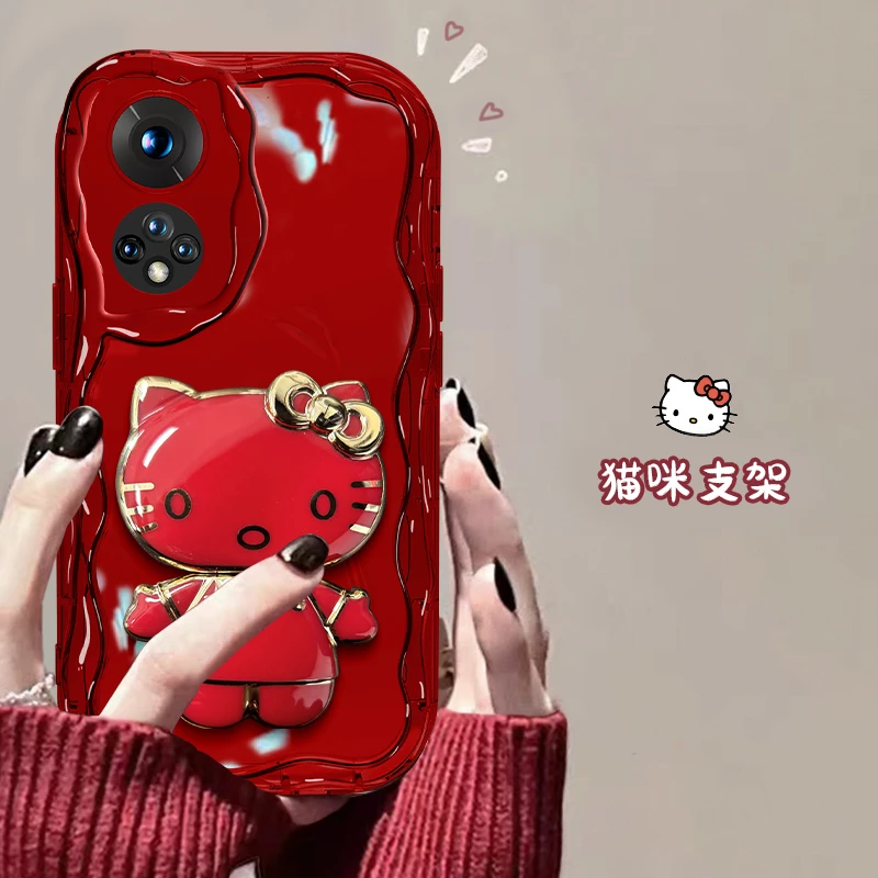华为nova9手机壳奶油纹猫猫支架高颜值透红硅胶防摔可爱女款软壳