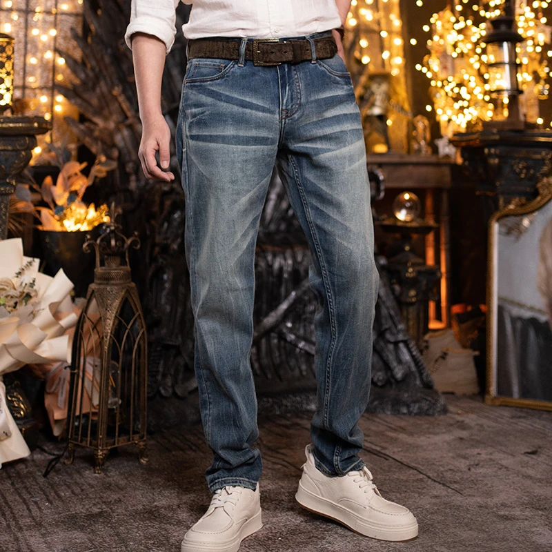 莫臣天丝麻夏季薄款男牛仔裤水洗直筒修身透气百搭男牛仔裤MC009