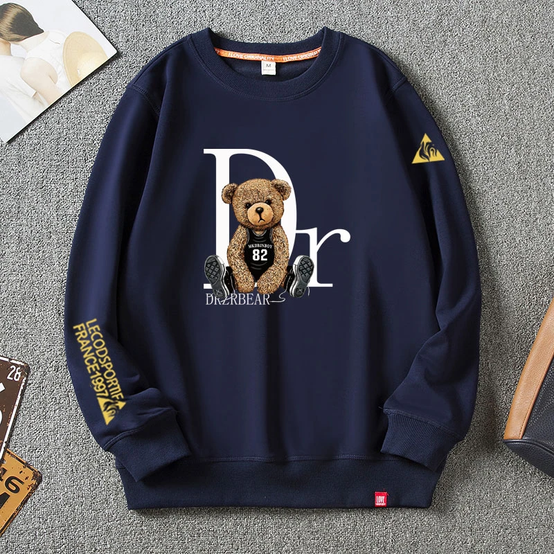 杰乐卡公鸡圆领卫衣男秋冬美式高街潮牌大码男装加绒保暖套头长袖