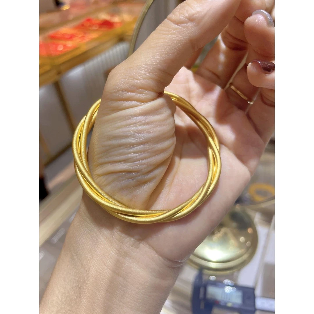 古法绕丝手镯实心三股编女款轻奢小众设计个性时尚潮流手饰