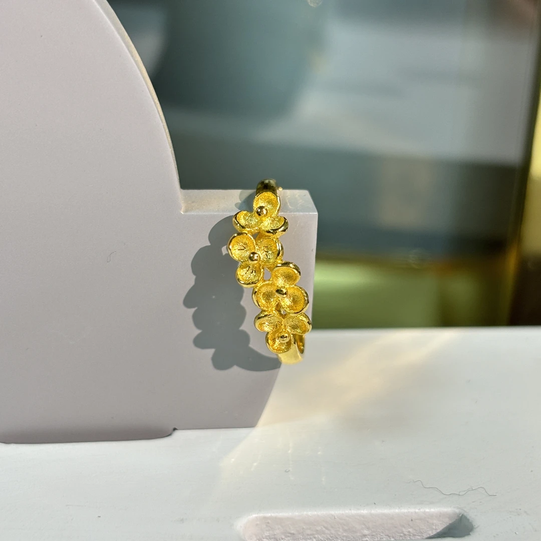 Chow Tai Seng/周大生足金花语戒指送老婆女朋友七夕礼物