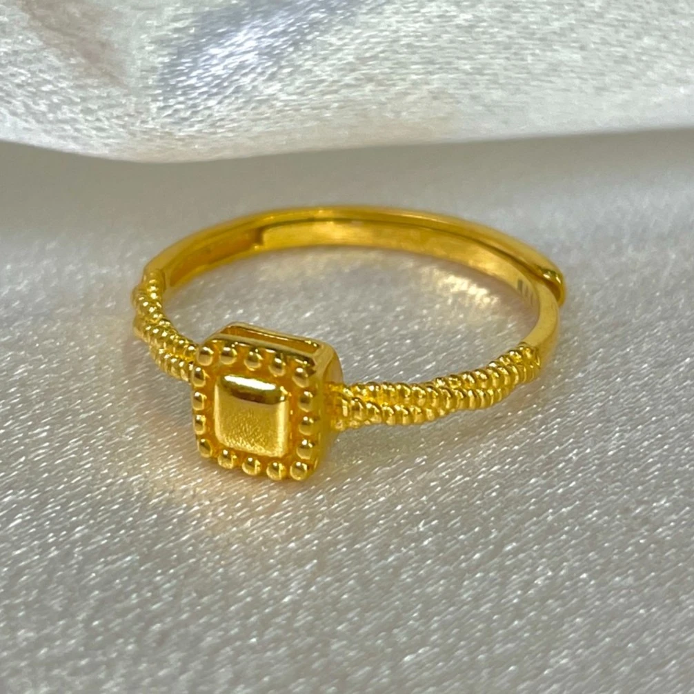 Chow Tai Seng/周大生足金小方糖戒指送女友订婚戒指送礼物