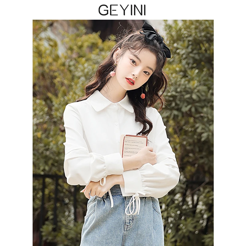 歌依妮白色衬衫女2025新款春秋设计感小众高级感职业衬衣雪纺上衣